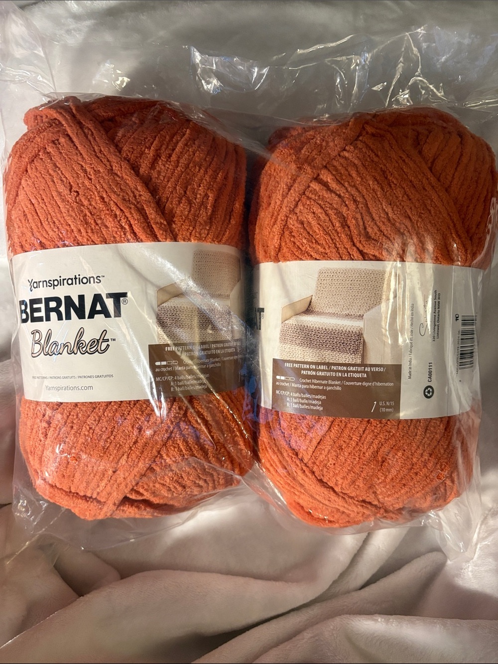 Bernat Blanket Yarn - Orange Leaf  (2-Pack) New In Pkg